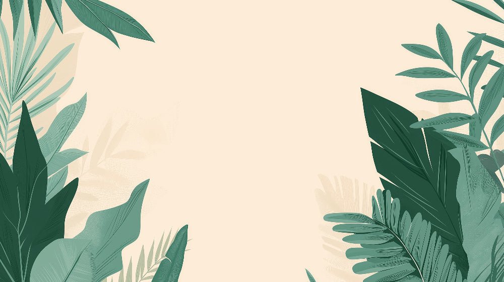 Close-up detail of tropical foliage mural wallpaper showing palm leaves and botanical patterns