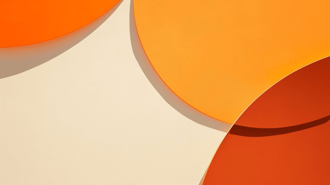 Close-up detail of geometric circle pattern in orange and terracotta abstract mural wallpaper