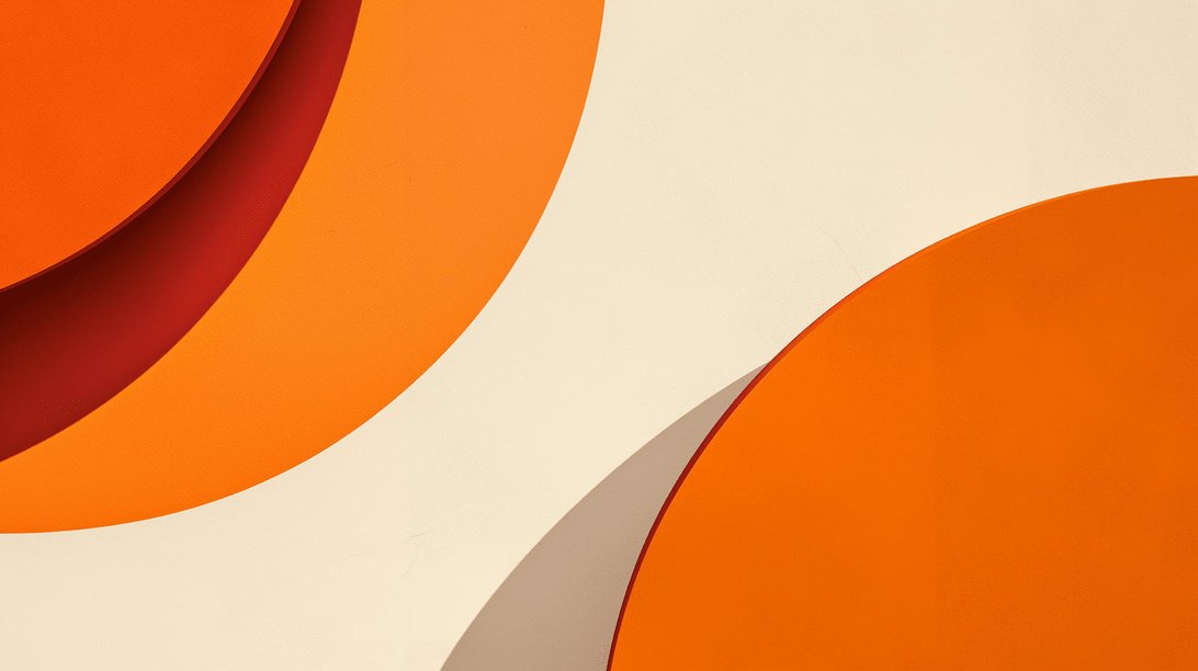 Close-up detail of abstract orange and terracotta curved geometric pattern wallpaper