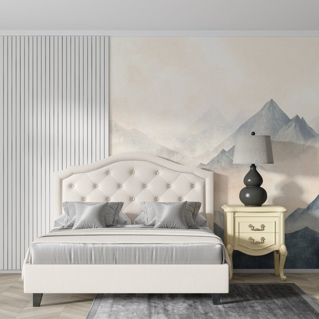 Mountain range wallpaper detail showing watercolor texture