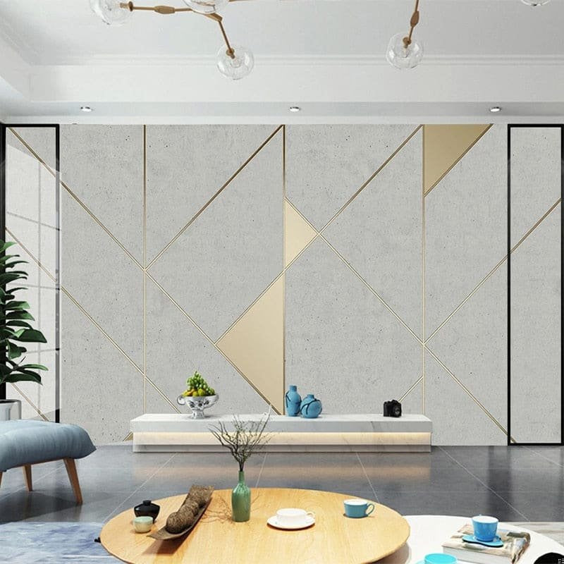 Art Deco wall mural installation in contemporary home office