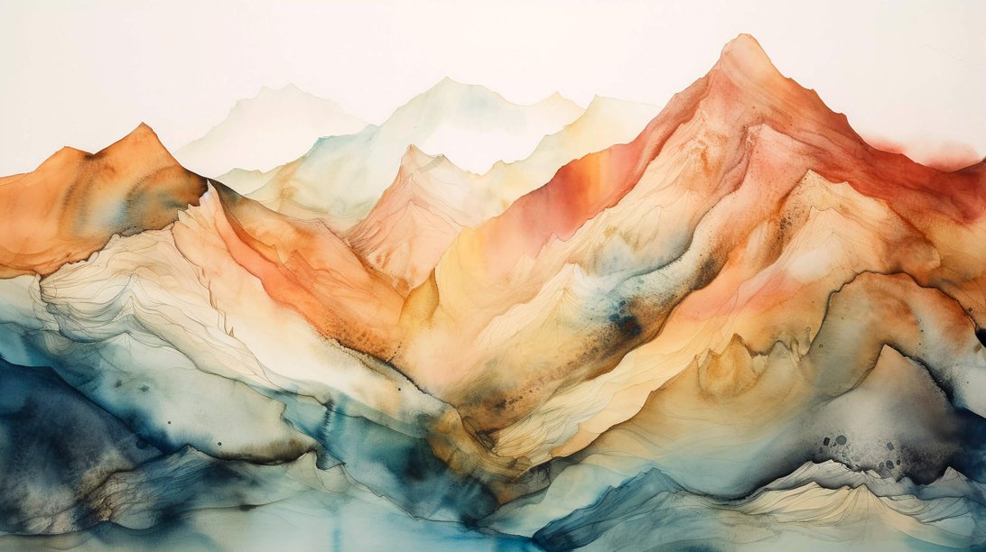 Panoramic view of mountain range mural wallpaper installation