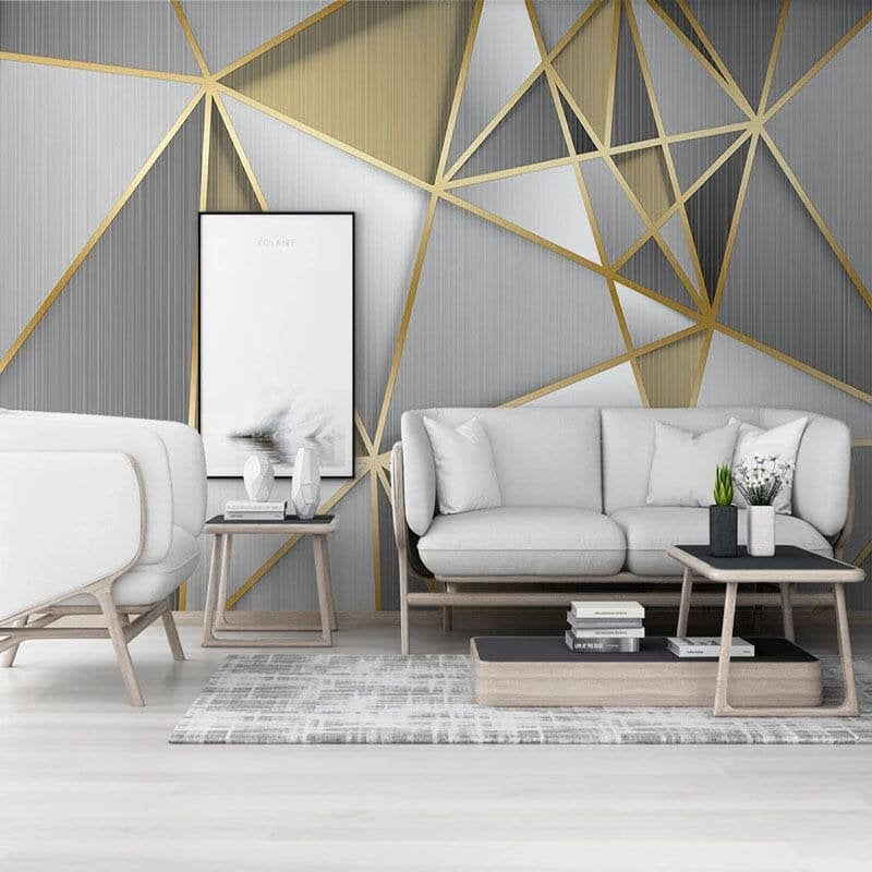 Contemporary geometric mural wallpaper design with Art Deco influence