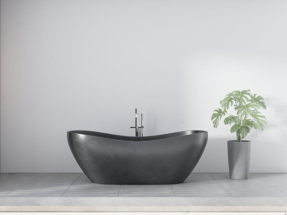 Luxurious bathroom setting with natural green Monstera leaf wall mural