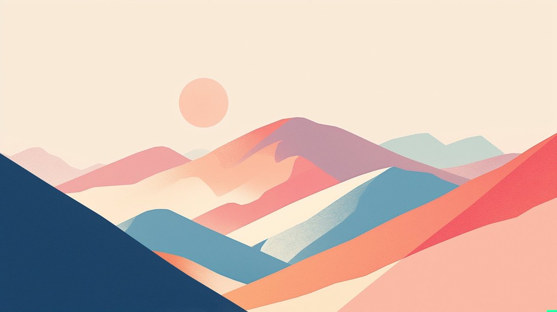 Close-up of mountain mural wallpaper design featuring abstract landscapes in soft pastel colors