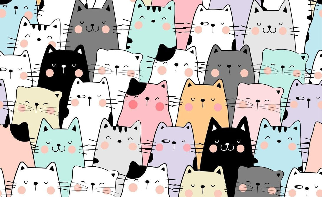 Cat mural wallpaper installation in contemporary room setting